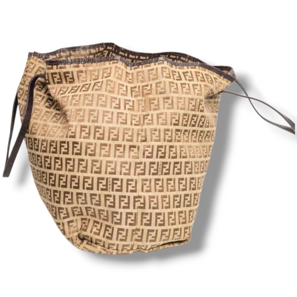 FENDI Zucchino Beige and Brown Logo Tote Bag - Picture 7 of 15